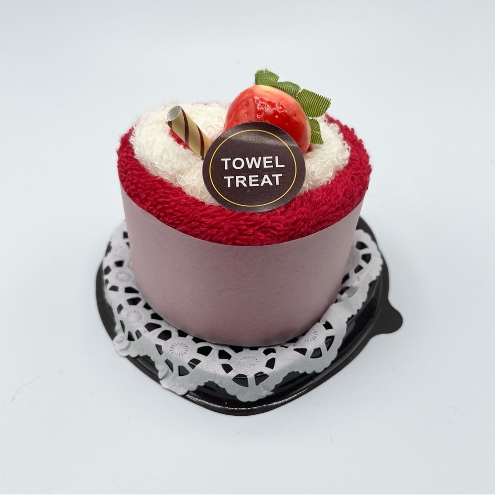 red strawberry heart cake cotton microfiber bath hand face towel treat